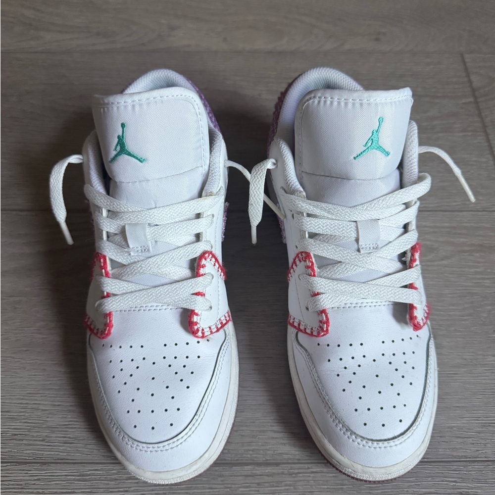 Jordan 1 low white, green, red and purple. Womens size 6.5US